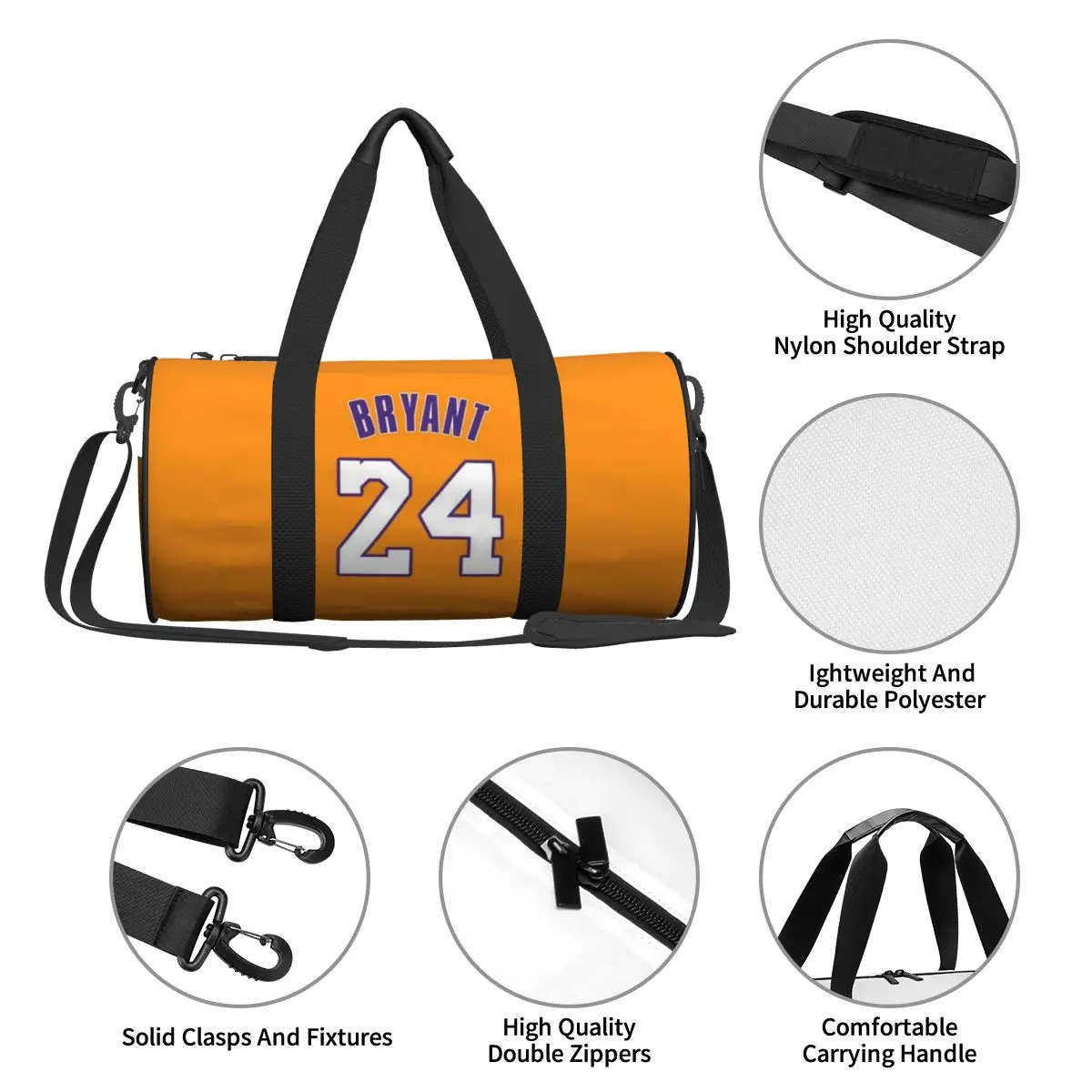 Tas ransel bepergian kapasitas besar, tas perjalanan basket k-kobe Bryant 24 Orange, tas koper penyimpanan ringan