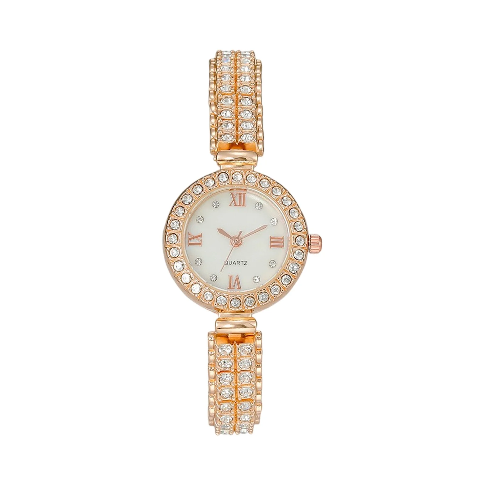 

‌ Роскошные женские кварцевые часы, инкрустированные бриллиантами, сетчатым ремешком из розового золота и циферблатом с римскими цифрами — элегантные часы