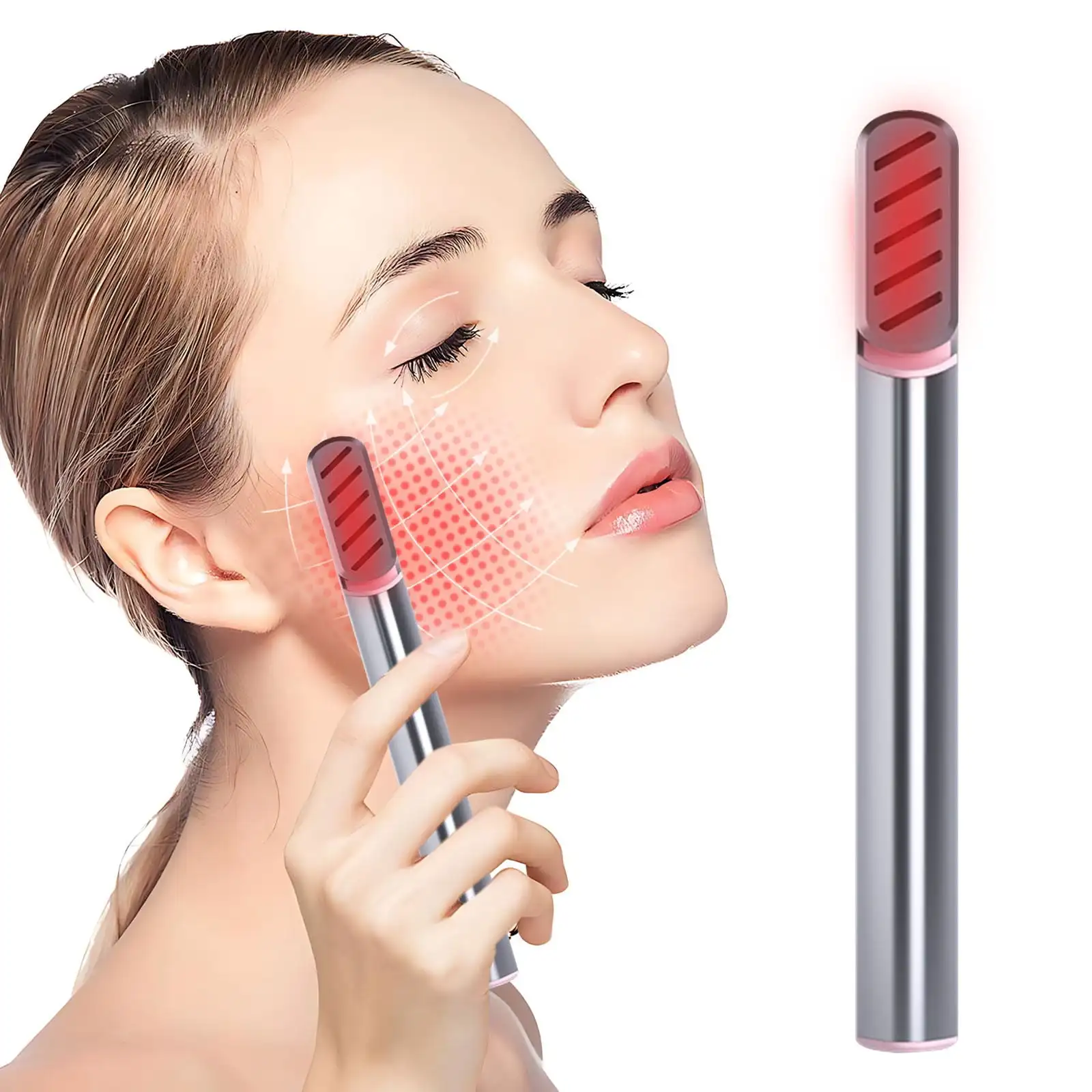 แสงสีแดง Micro-Current MINI Vibrating คอและ Eye Beauty อุปกรณ์ในครัวเรือน Low-Frequency Massager ชาร์จ USB โลหะ + วัสดุ PC