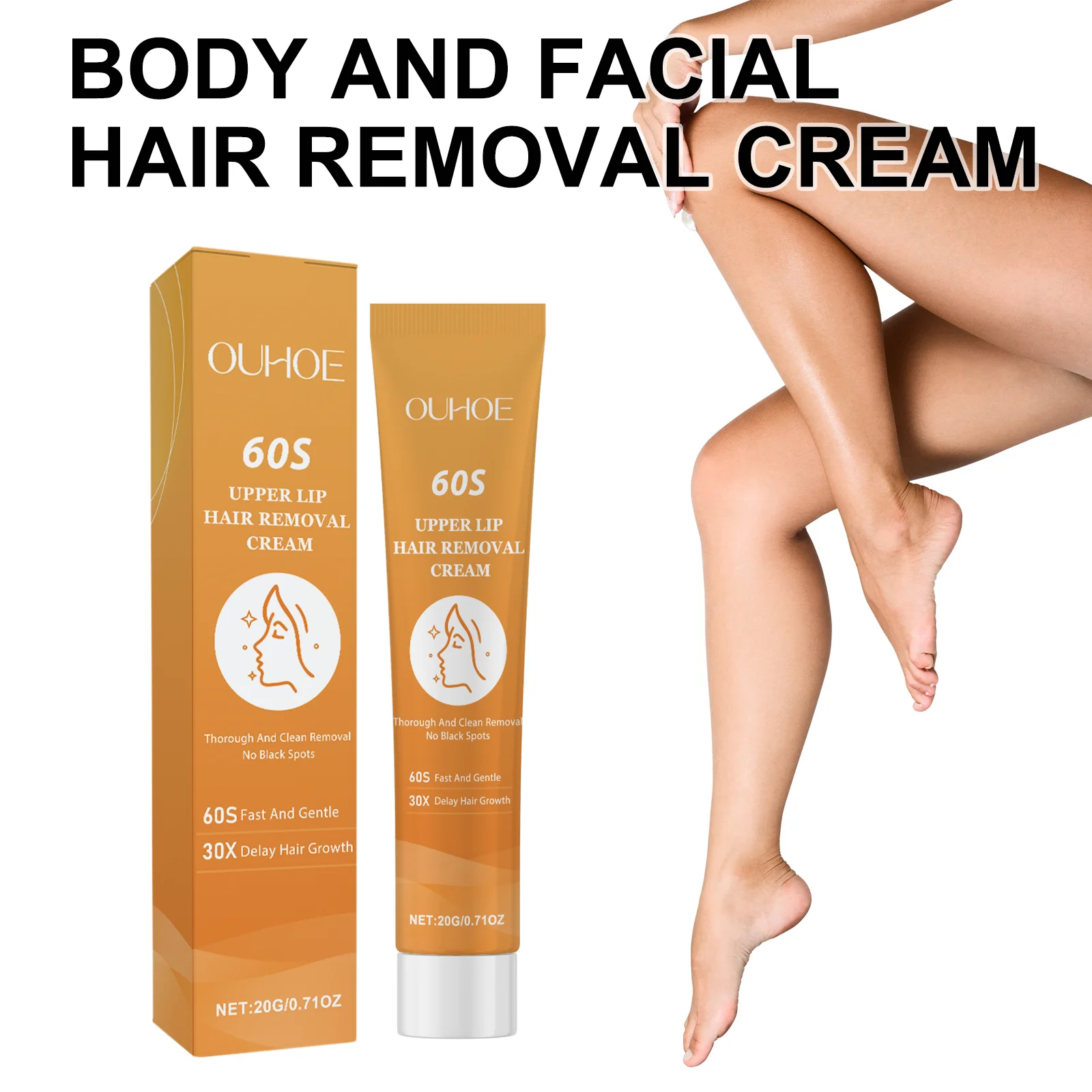 

Крем для удаления волос на лице и теле Нежный для чувствительной кожи Без укуса Без покраснений Гладкая кожа после использования Легкое мытье Без остатков 20 г