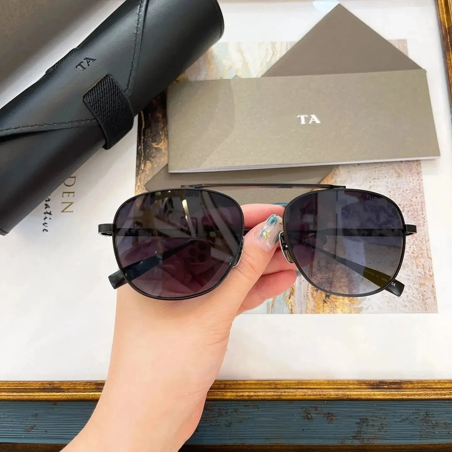 

New For ORIGINALDIT DT DTS409 FLIGHT009 Luxury Premium UV Womens Sunglasses Classic Stylish Black Alloy Frame Men's Sun Glasses