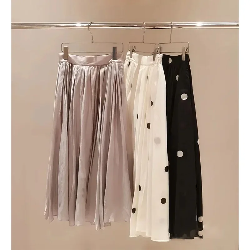 Wakuta Soft Simple Lady Skirts Stylish Sweet High Waist Irregular Dot Cascading Skirt A-line Loose Summer Japan Fashion Faldas