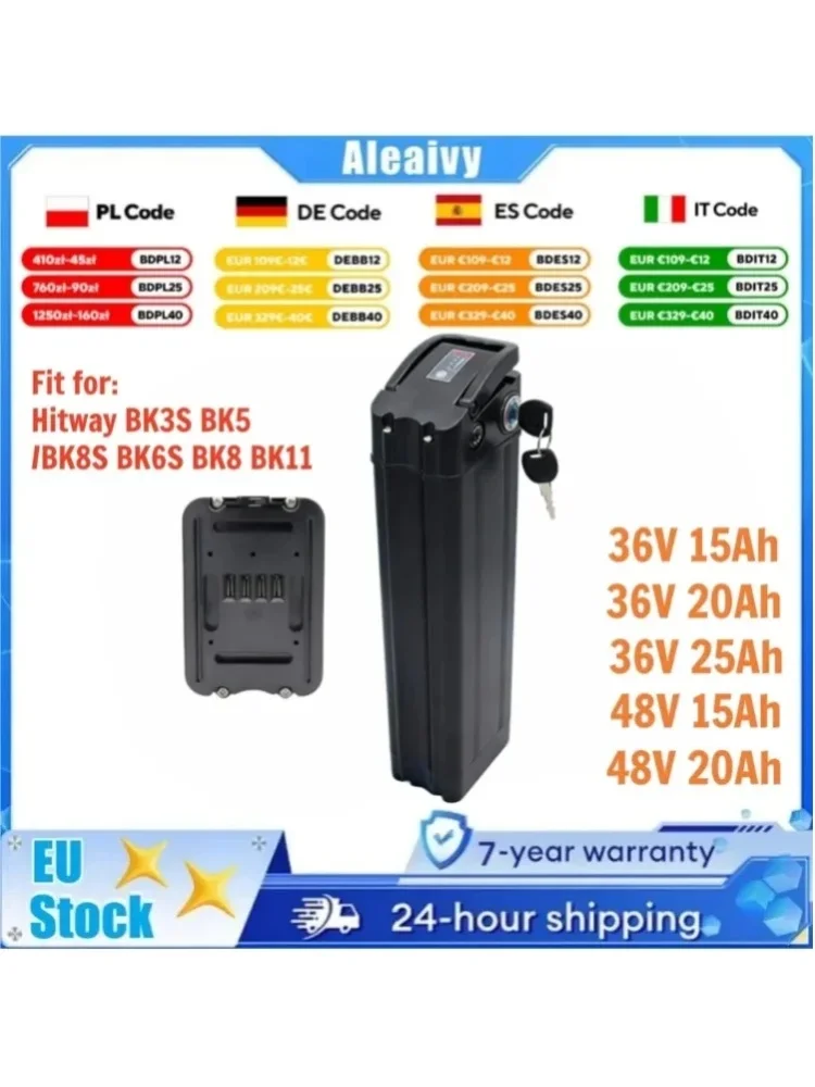 36V 48V 15Ah 20Ah 25Ah Elektrofahrrad-Akku Lithium-Ionen E-Bike-Batterie für COLORWAY Hitway BK3 BK5 BK6 BK8 BK11 BK37 OneSport BK6 EVERCROSS EK5 EK6