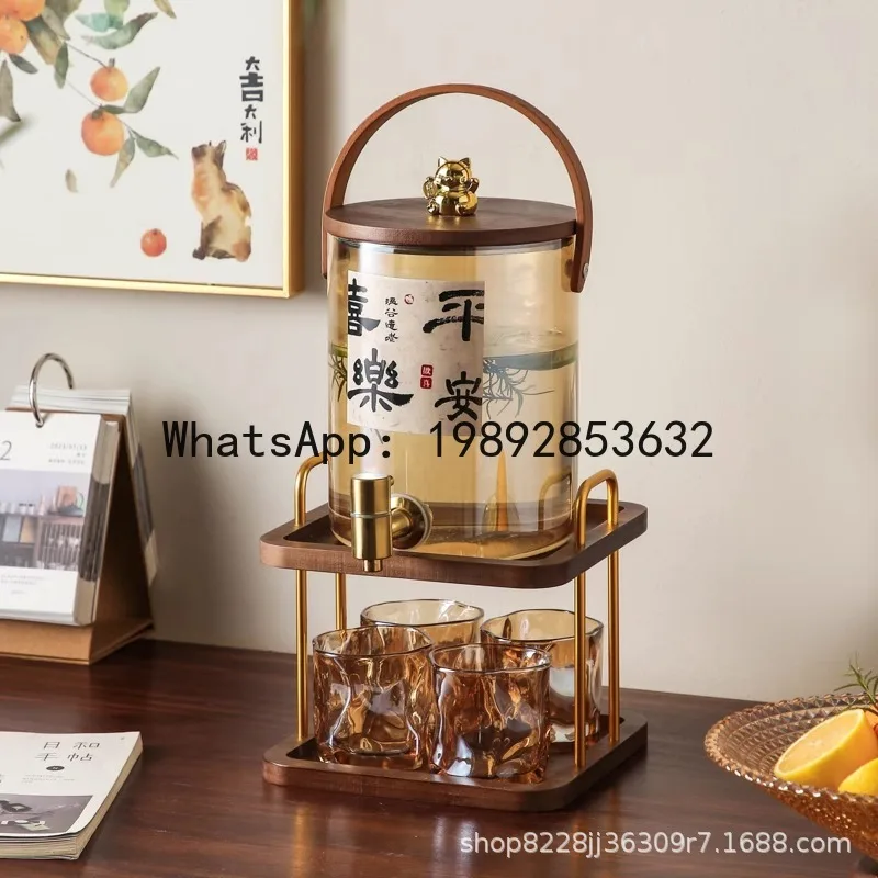 Hys cold water kettle glass high temperature resistant for home large capacity juice bucket cold water kettle with faucet