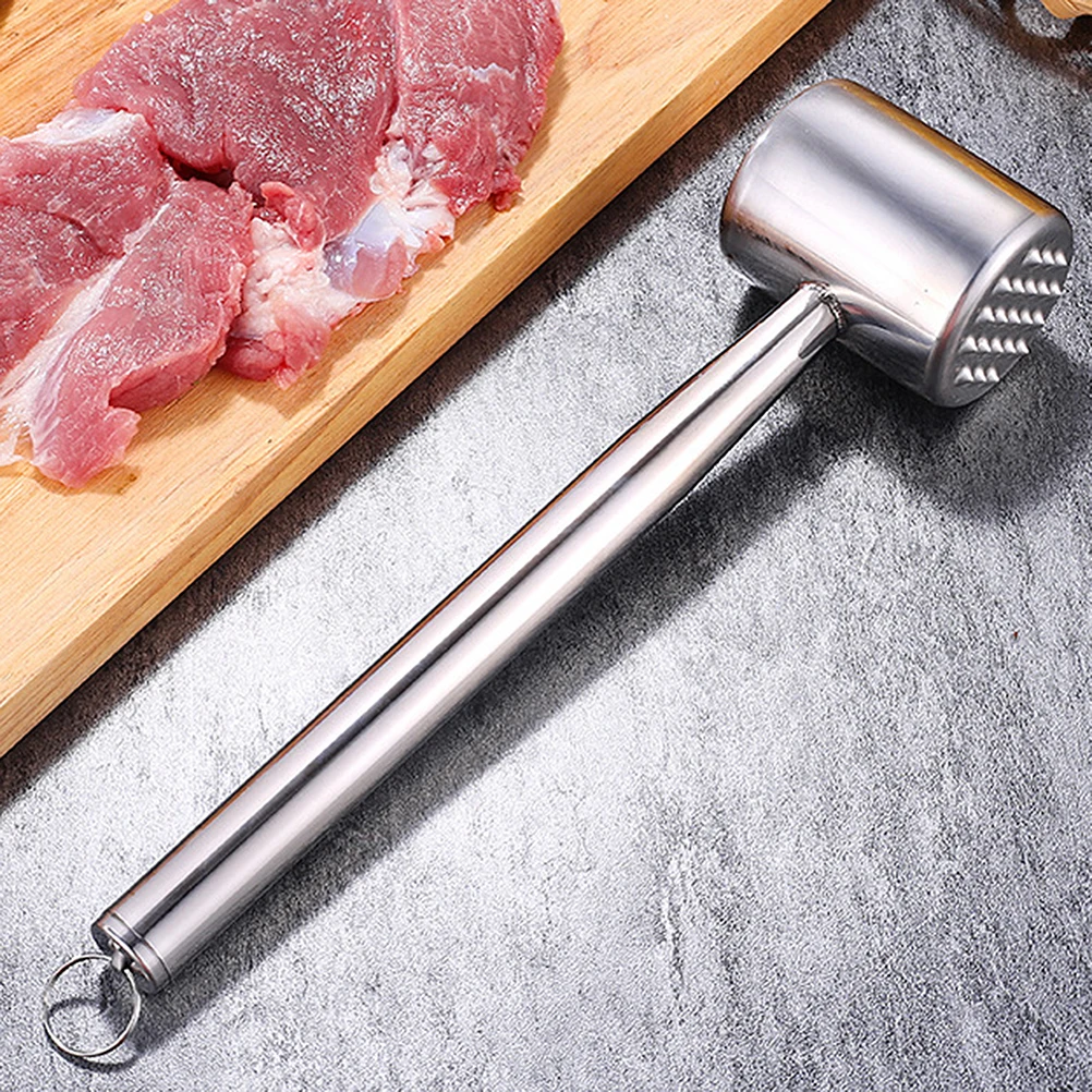 

1Pcs Stainless Steel Meat Tenderizer Hammer Ergonomic Grip Hanging Hole Fight Muscle Fibers Steak Pork Beef Pounder Kitchen Tool