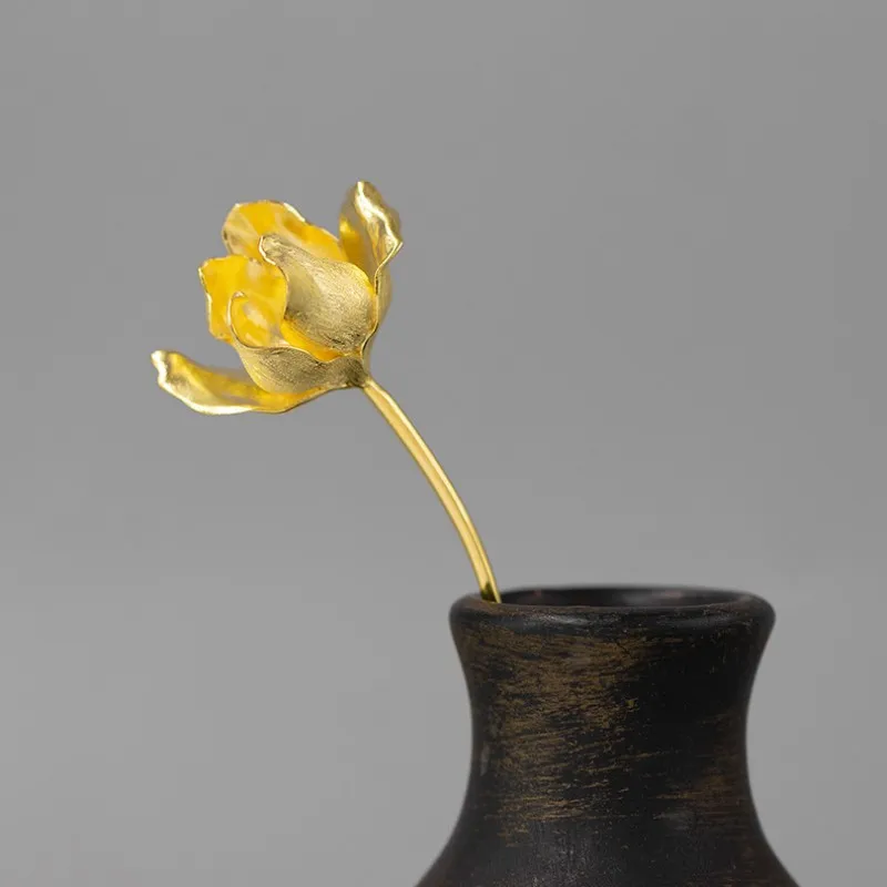 

Lotus Fun 18K Gold Elegant Magnolia Flower Pendant without Necklace Real 925 Sterling Silver Handmade Fine Jewelry for Women