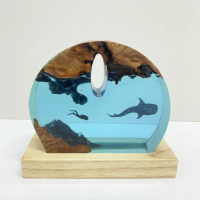 2026 New Transparent Ocean Resin Luminous Creative Desktop Ornaments Home Atmosphere Decoration Birthday and Christmas Gifts