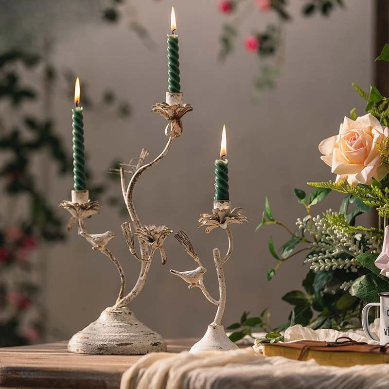 

French Farmhouse Iron Candelabra - Halloween Dinner Table Centerpiece with Rustic Charm for Home/Party Decoration