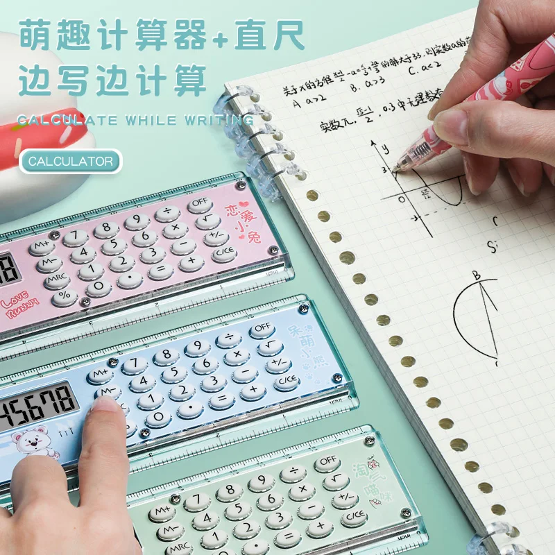 Student Ruler Calculator Straight Ruler Kawaii Stationery Funny Drawing Gift Korean Office School Measurin Student Calculator