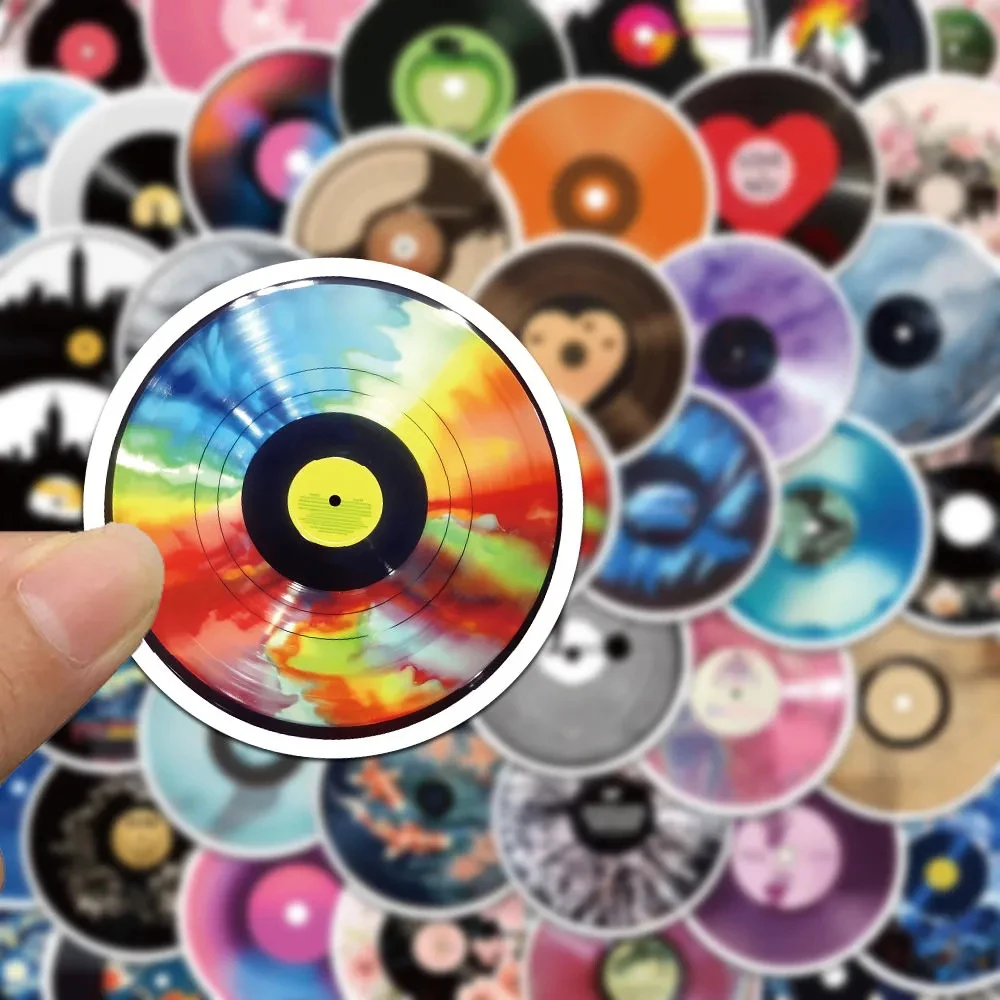 10/30/50PCS Cartoon Record CD Graffiti Stickers Aesthetic Music Decoration Decals Toys Guitar Phone Notebook Vinyl Sticker Toys