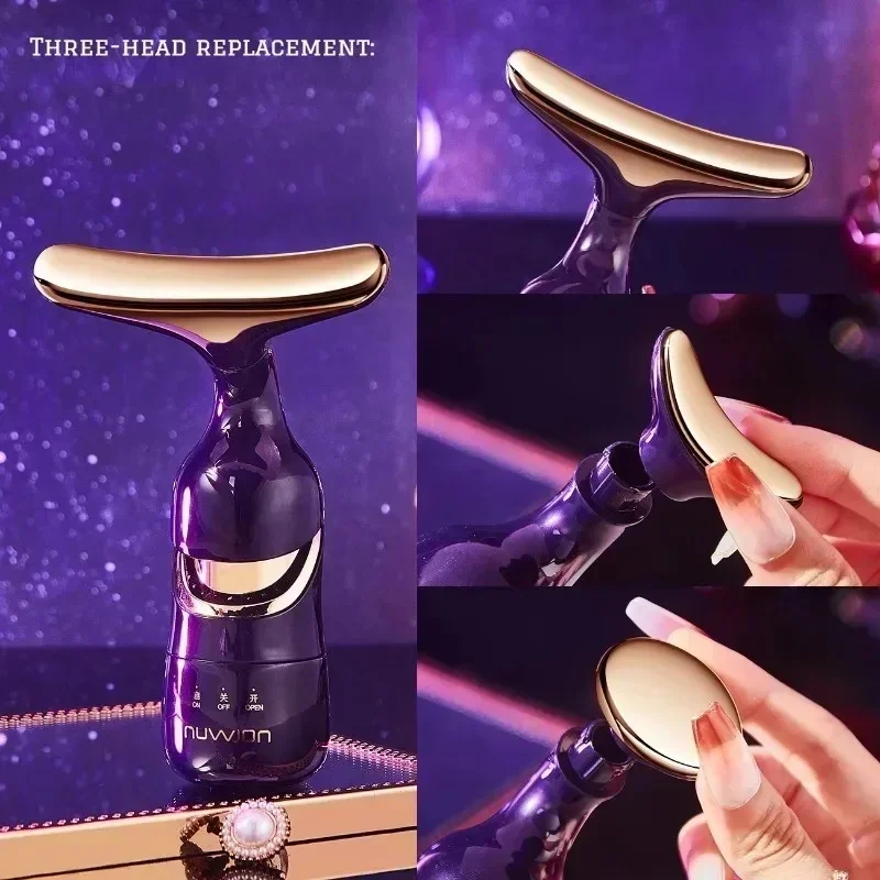 Massageador facial 3 em 1, levantamento e endurecimento do pescoço, rosto emagrecedor e rejuvenescimento da pele, massageador facial para uso doméstico, ferramenta de beleza.