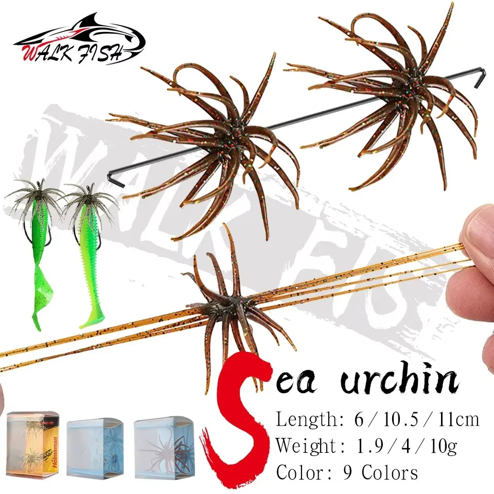 Señuelo Blando Flotante WALK FISH de 6/10.5/11cm, Imitación de Erizo de Mar, Cebo Biónico de TPE para Pesca en el Mar, Pesca Salvaje en Aguas Negras y Trucha