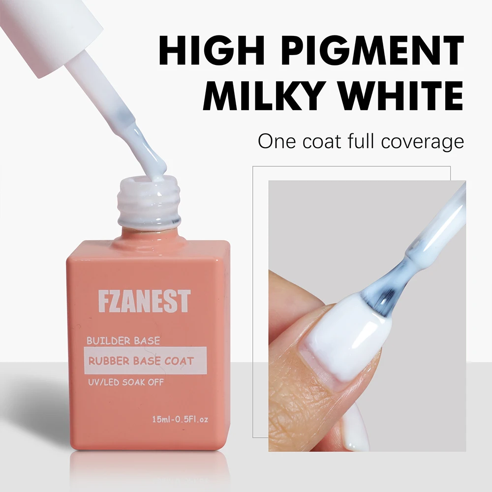 

FZANEST Milky White UV Gel Polish Rubber Base Nail Strengthener Extension Repair Color Base Gel Bottle Thickening Nail Polish