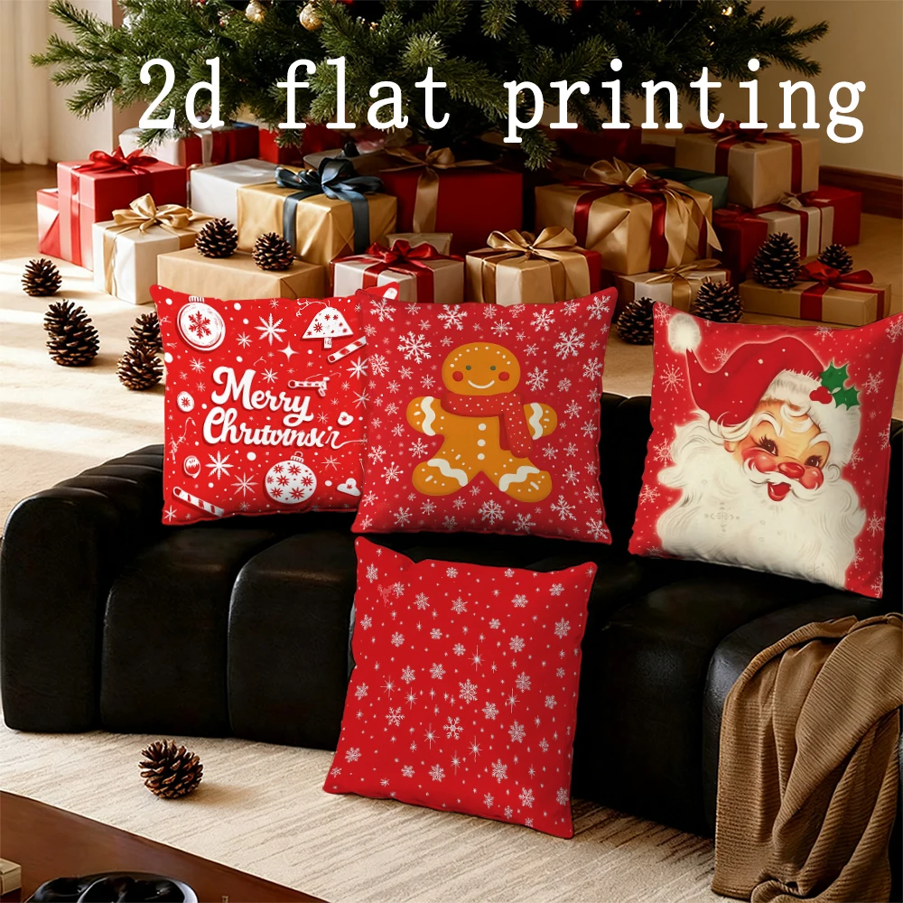 

Home Decor Christmas-themed Digital Printed Pillows Suitable For Sofa Bedroom Car Pillow Cover Cushion Rectangular Back Cushion