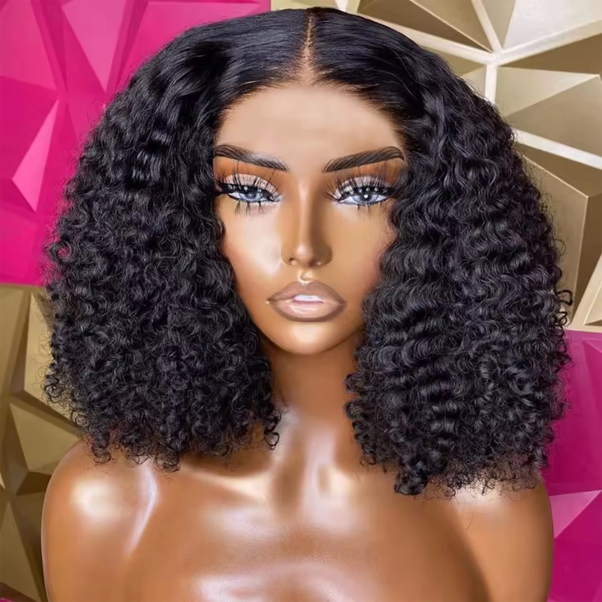 

Short Water Wave Bob Human Hair Wig Pre Plucked HD Transparent 13x4 Lace Frontal Brazilian Bob Wigs For Women 200% Curly Wigs