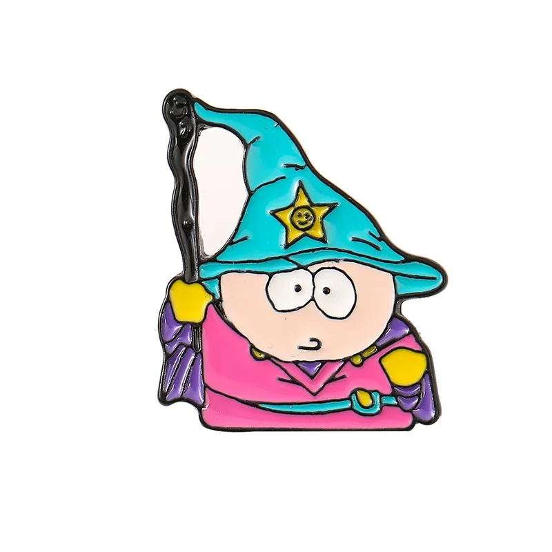 Cartoon TV Movie Cartman Figure Badges Lapel Pins for Backpacks Metal Enamel Cute Badge Clothes Jewelry Clothing Accessories