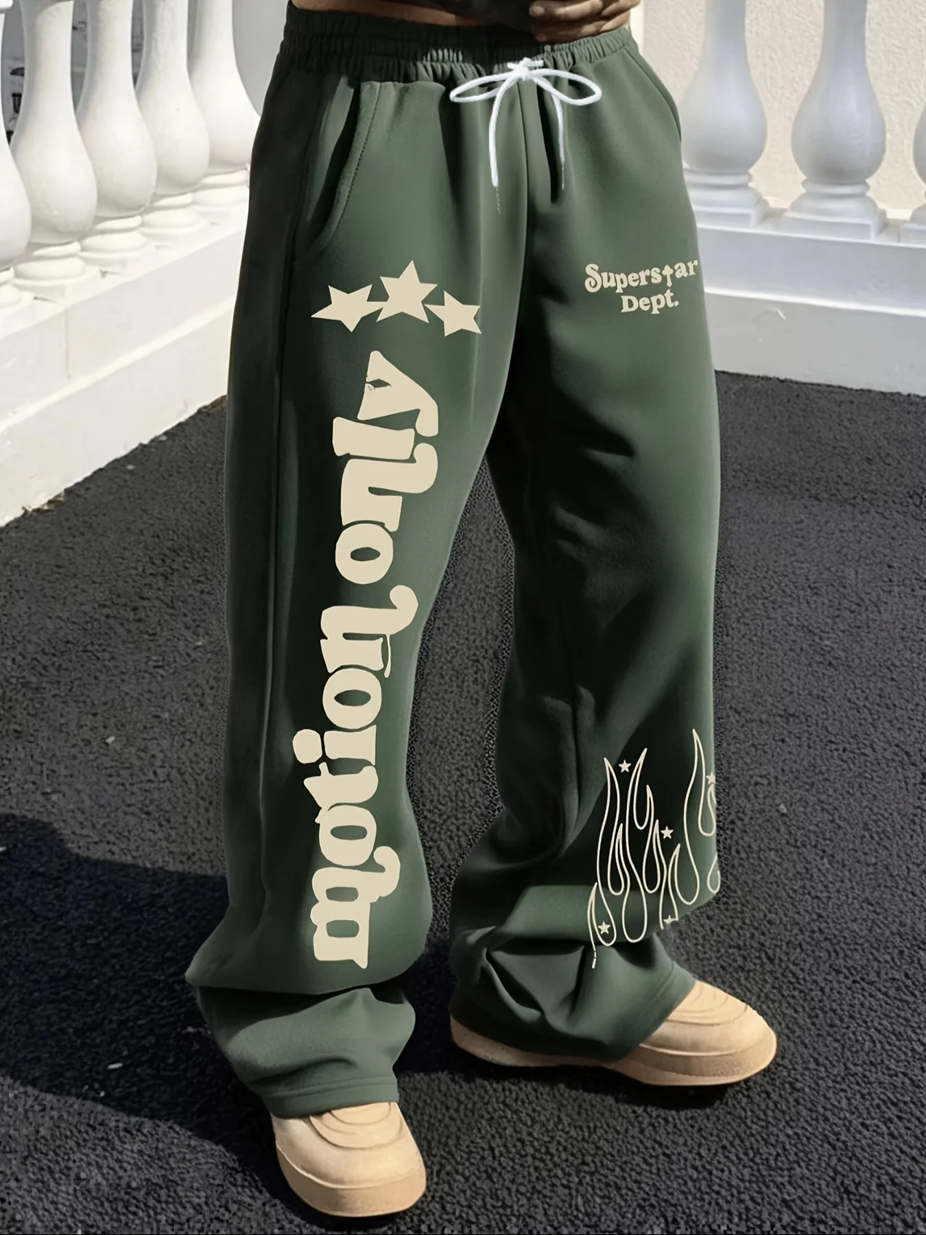Neues Modell Herren Gothic Vertikale Grafik Weite Jogginghose mit Kordelzug Lose Gerade Baggy Y2K Dark Punk Streetwear Hose. – Detail 6
