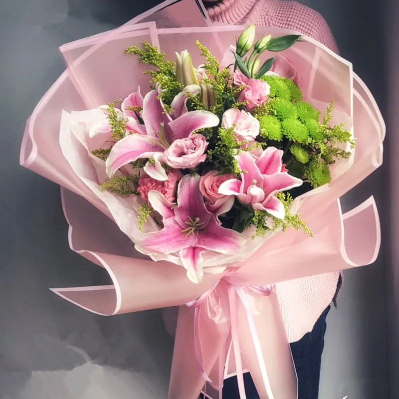 5 Blatt halb transparentes Blumen-Geschenk papier im koreanischen Stil Geschenk Schleif kante Rose Verpackung Florist Bouquet Verpackungs material