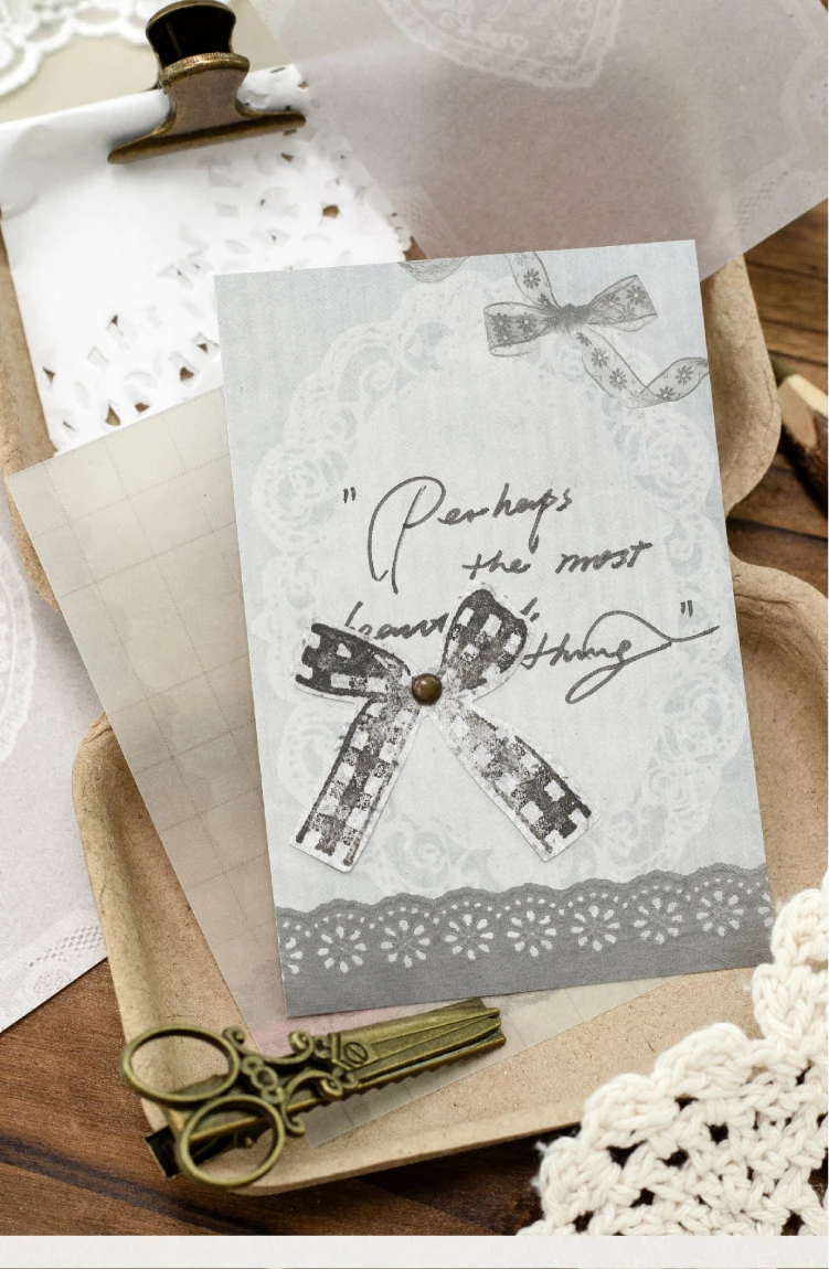 Journal GO 20 Blatt Lace Moments Gemischte Vintage-Weiß-Kraft- & Transparentpapiere für Scrapbooking, Junk Journals & DIY-Collagen – Detail 7