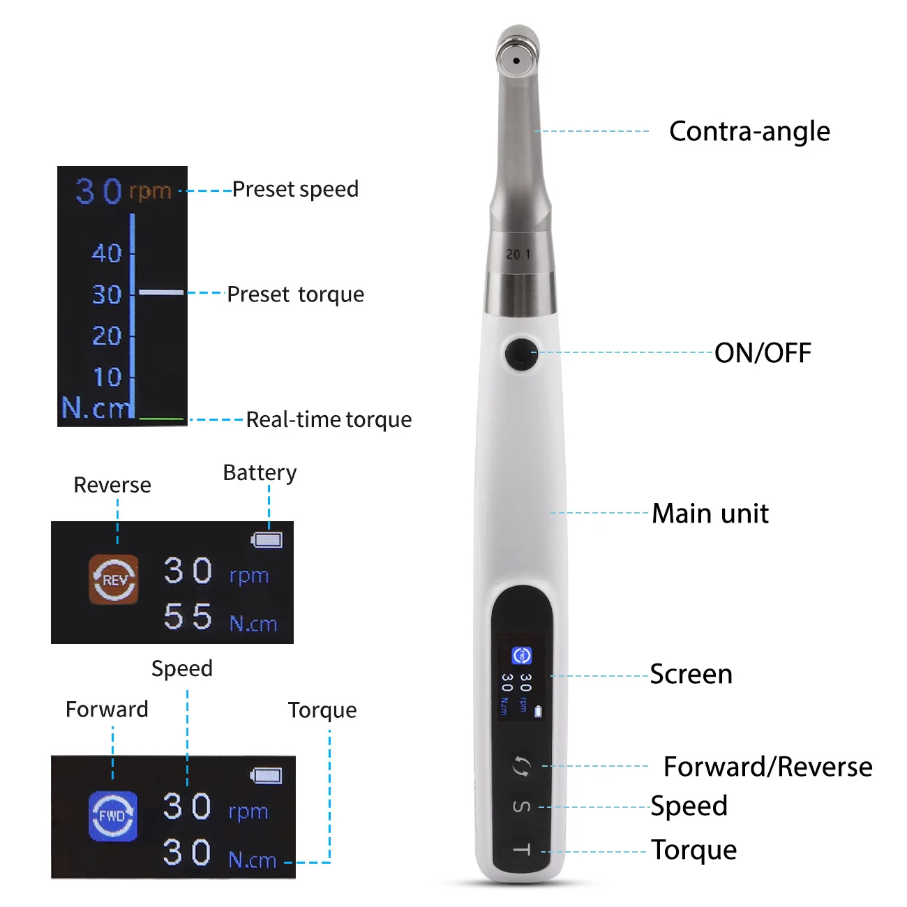 

2 Types Dental Portable Implant Torque Electric Wrench Torque Driver Dentistry Universal Implant Repair Tools with 16Pcs Screws