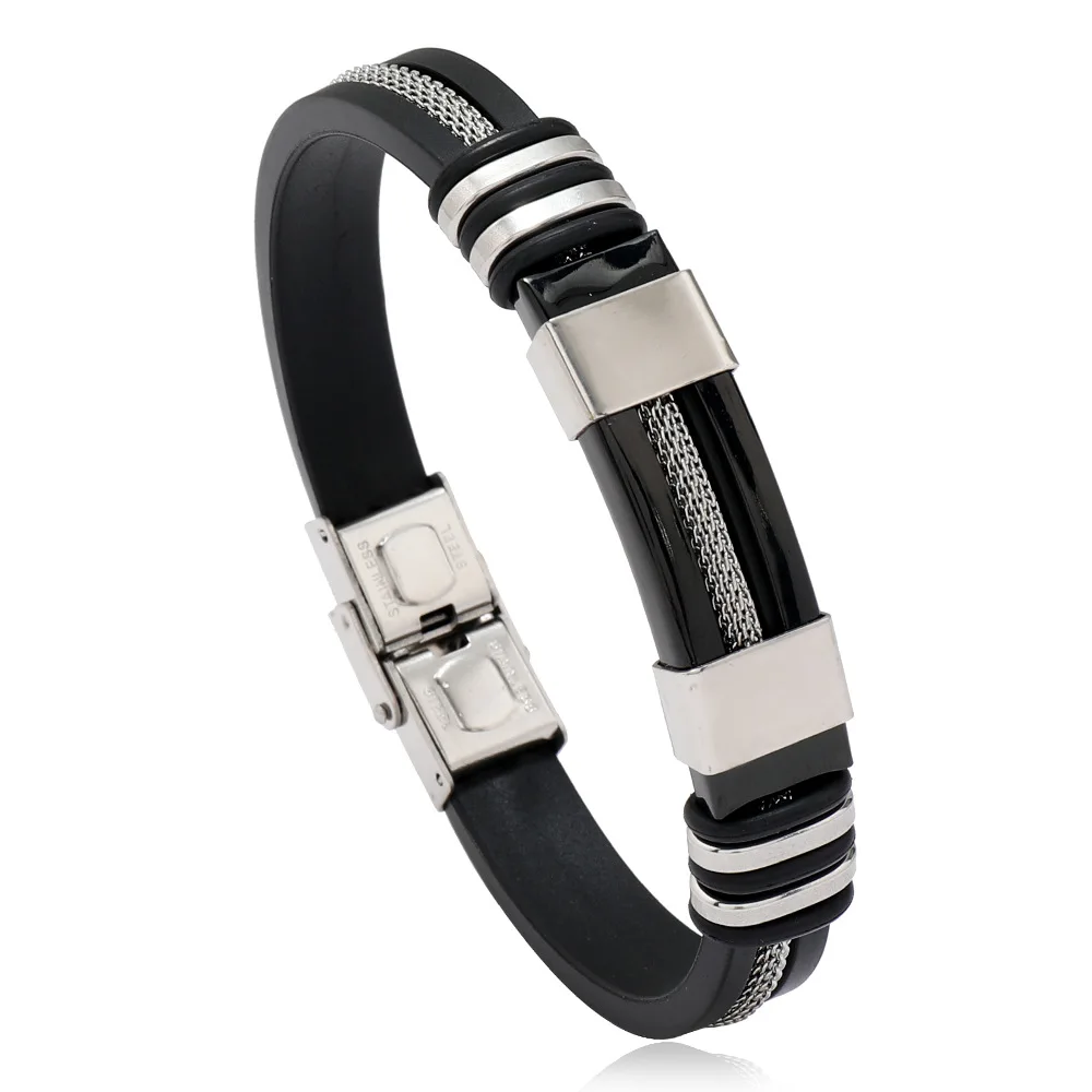 New Men Leather Bracelet Bangle Detachable Stainless Steel Punk Braclet Snake Chain Braslet Festival Accessories Regalo Hombre image 2