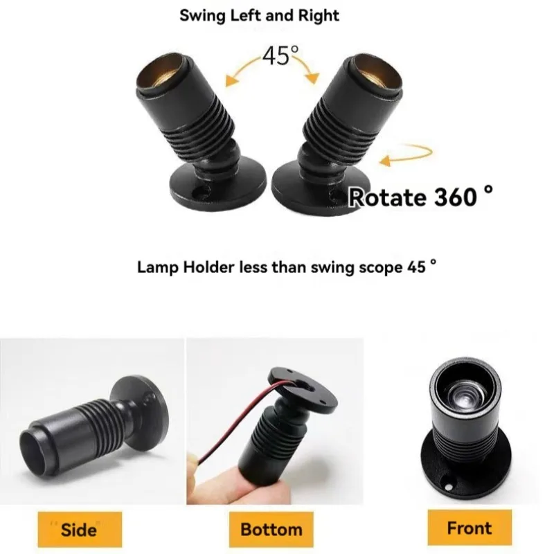 3W LED Spotlights Mini Adjustable Beam Angle 15°-60° Indoor LED Spot Ceiling with USB Switch for Showcase Room Decoration