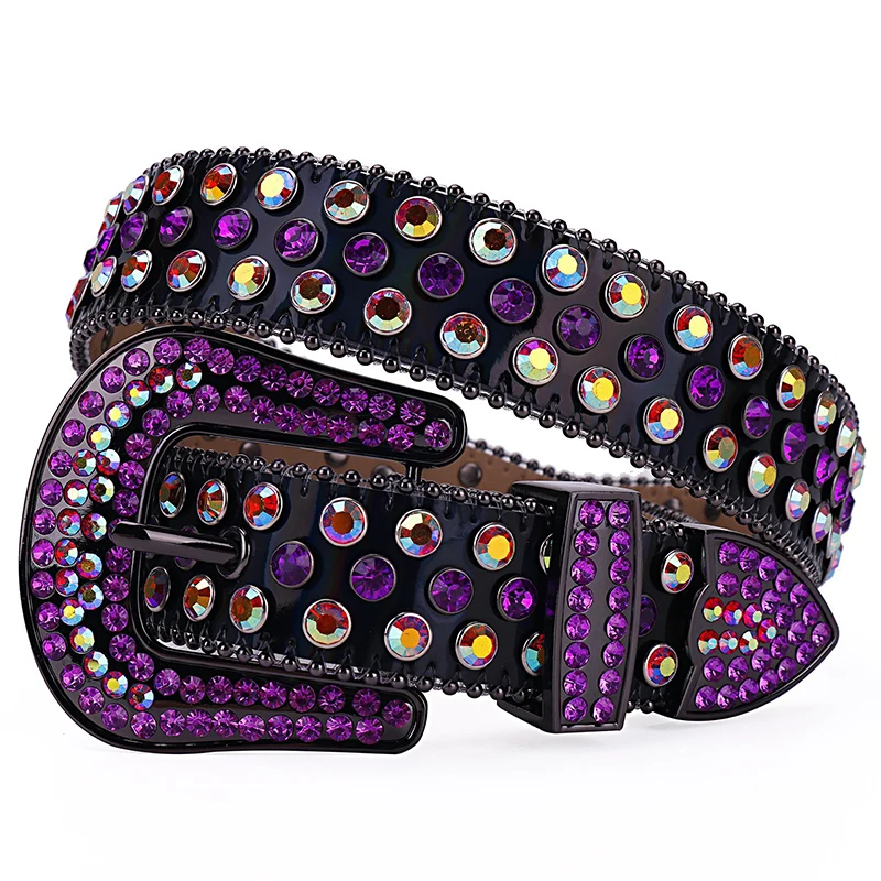 

men's fashion hip hop punk rhinestone belts soft leather diamond studded belt womens designer waistband pin buckle strapon leash
