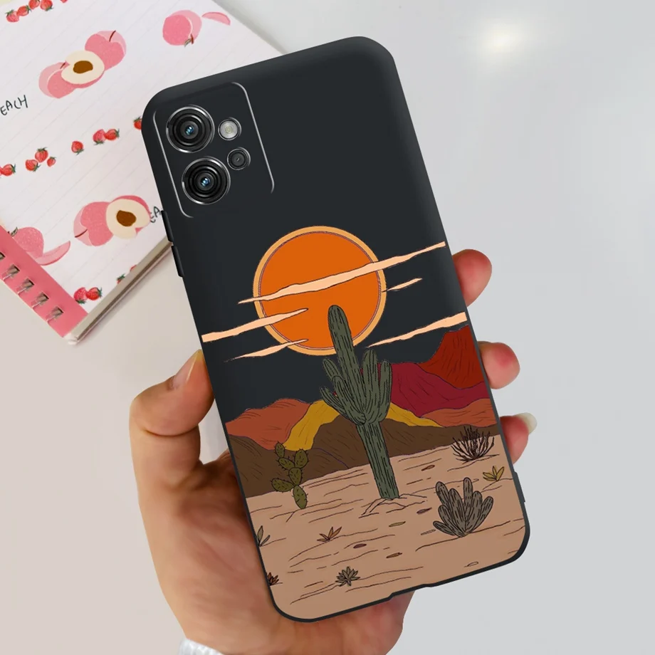 For Coques Moto G32 Phone Case Soft TPU Sikilly Black Cover Cutey Dinosaur Cat Dandelion Printing Housing For Motorola G32 G 32