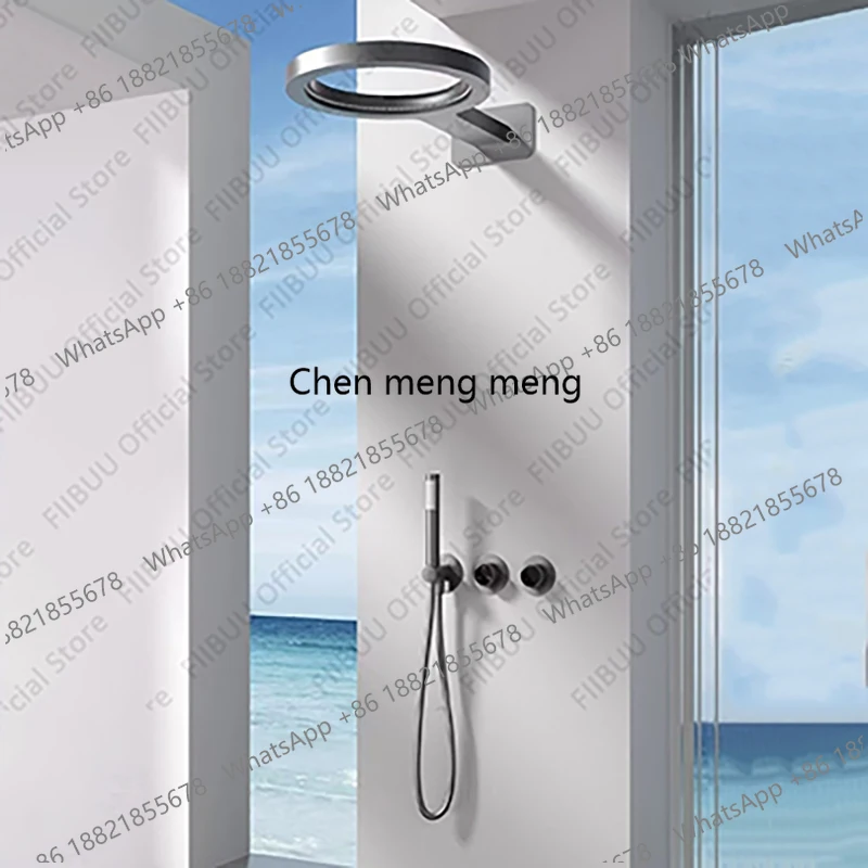 Luxury Hotels Install In-wall Shower System Dual-function Overhead Large Waterfall Round Shower Head All-copper Shower Head Sets