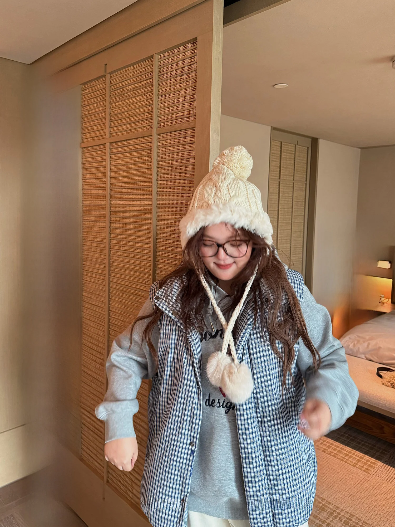 Chaleco de plumón PONGKIKI de talla grande para mujer, azul a cuadros, con cuello alto, para montar a caballo, mezcla de algodón, ropa exterior, chaqueta