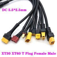 XT60 XT30 T Plug Male Female to DC 5.5*2.1mm 5.5*2.5mm Connector Battery Charging Adapter Cable Converting Wire for RC Battery
