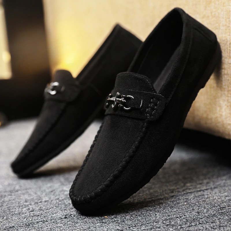 Men\'s Loafers Leather Suede Loafers Flat Moccasins Men Shoes High Quality Comfortable Breathable Slip on Shoes