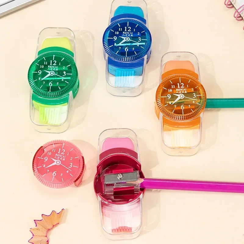 الإبداعية شكل ساعة مبراة ، كاواي المطاط مبراة ، 3 في 1 مزيج