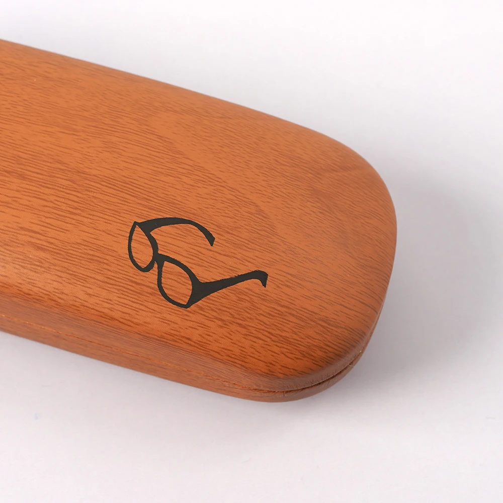 High Quality Wood Grain Hard Kit Holder Metal Reading Glasses Case For Men And Women PU Leather Eyeglass Box