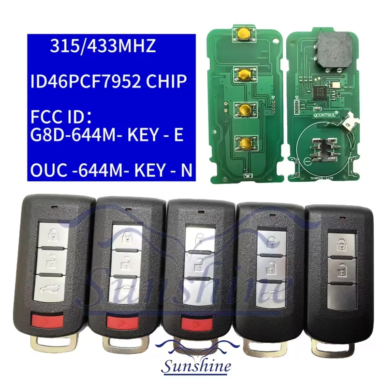 

Sunshine carOUC644M-KEY-N ID46 315/433MHz Keyless Go Car Remote Key For Mitsubishi Lancer Outlander ASX Galant RVR Pajero Shogun