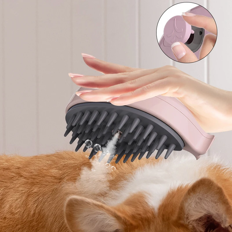 High Quality 3 In 1 Electric Self Cleaning Pet Bath Shower Massage Dog Grooming Comb Spray Shedding Steam Cat Steamy Brush - Image 2