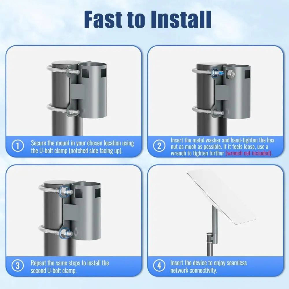 

Портативный прочный адаптер для трубы Starlink из нержавеющей стали, универсальные аксессуары для крепления на спутниковую крышу, крепление на столб Starlink