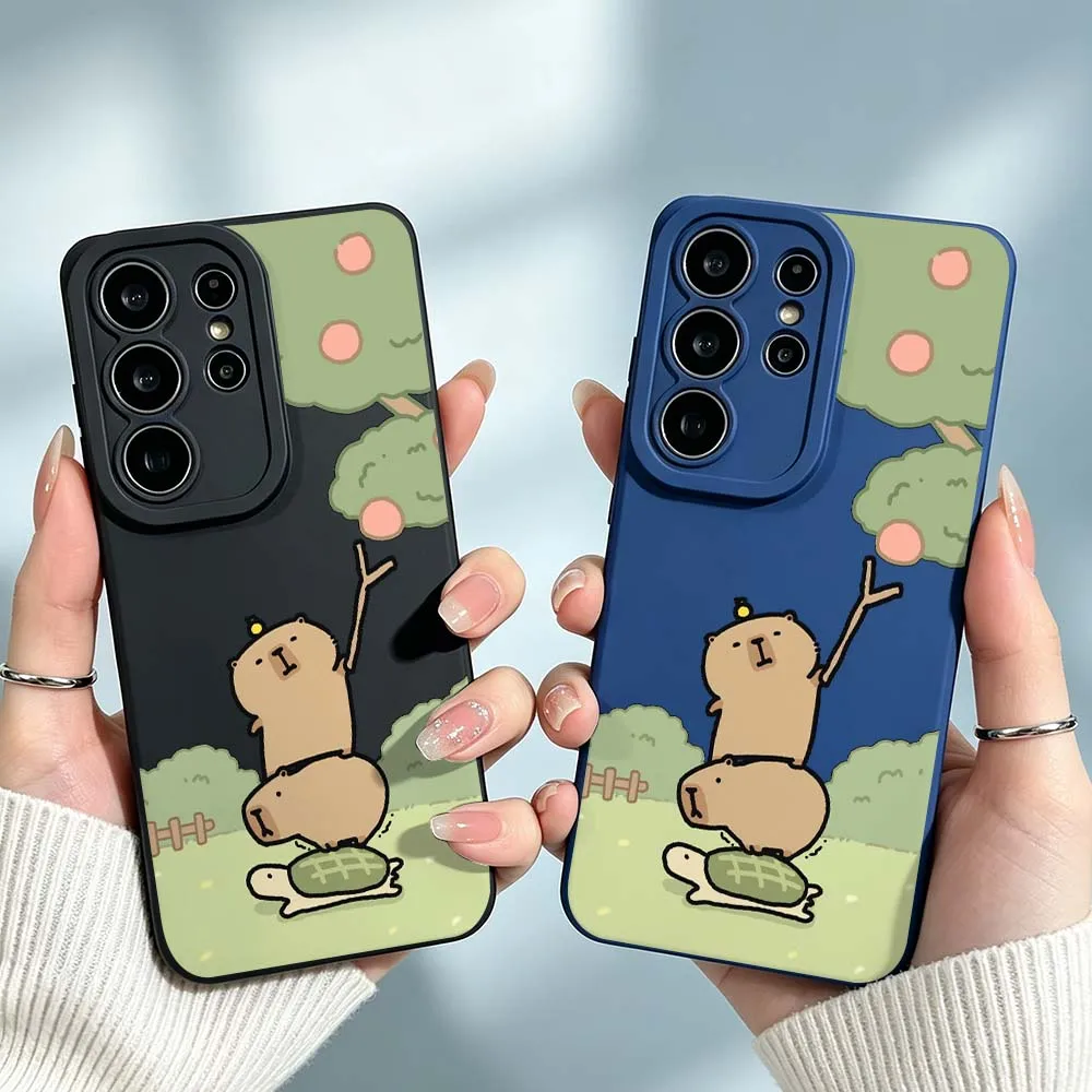 Cartoon Capybara Stacked Turtle For Samsung Galaxy S26 S25 S24 S23 S22 S21 A55 A54 A35 A15 Ultra FE Plus Phone Case Cover