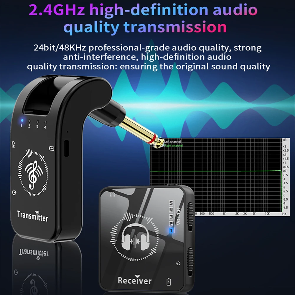 2.4GHz Wireless Ear Control System Transmitter Receiver  Stereo Sound 40m Range Wireless Transmission Headphones With Cable