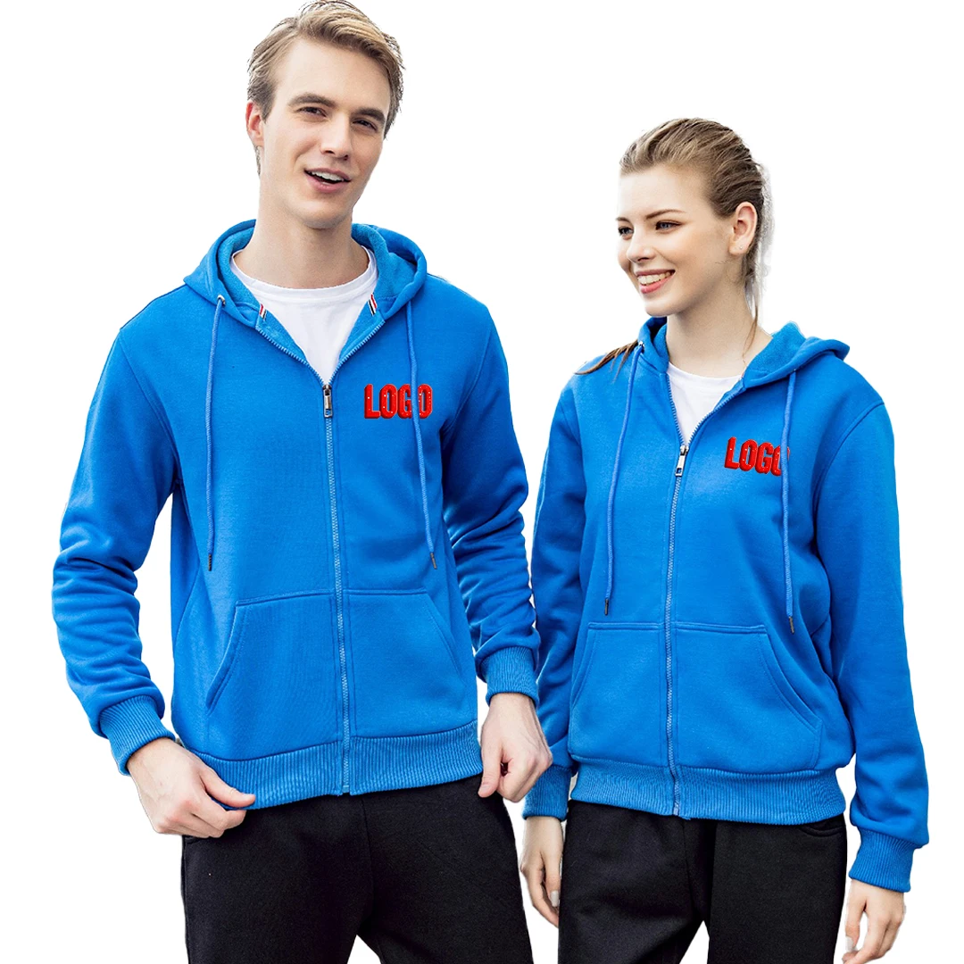 Hoodie Pria Baru dengan Resleting Unisex Tebal Berlapis Bulu Hangat Sweatshirt Gaya Harajuku Kasual Pullover Cetak Logo Kustom Pakaian