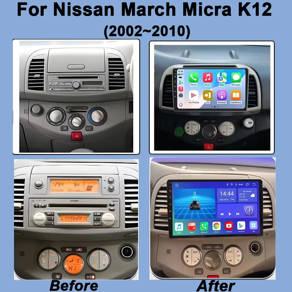 Android Auto For Nissan March Micra K12 2002 2003 2004 2005 2006 2007~2010 Car Radio Multimedia video Player Head Unit Bluetooth