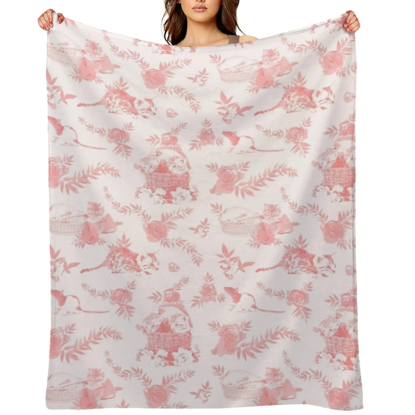 

Red Toile de Jouy Throw Blanket Soft Big Sleeping Bag Decoratives Luxury St Blankets