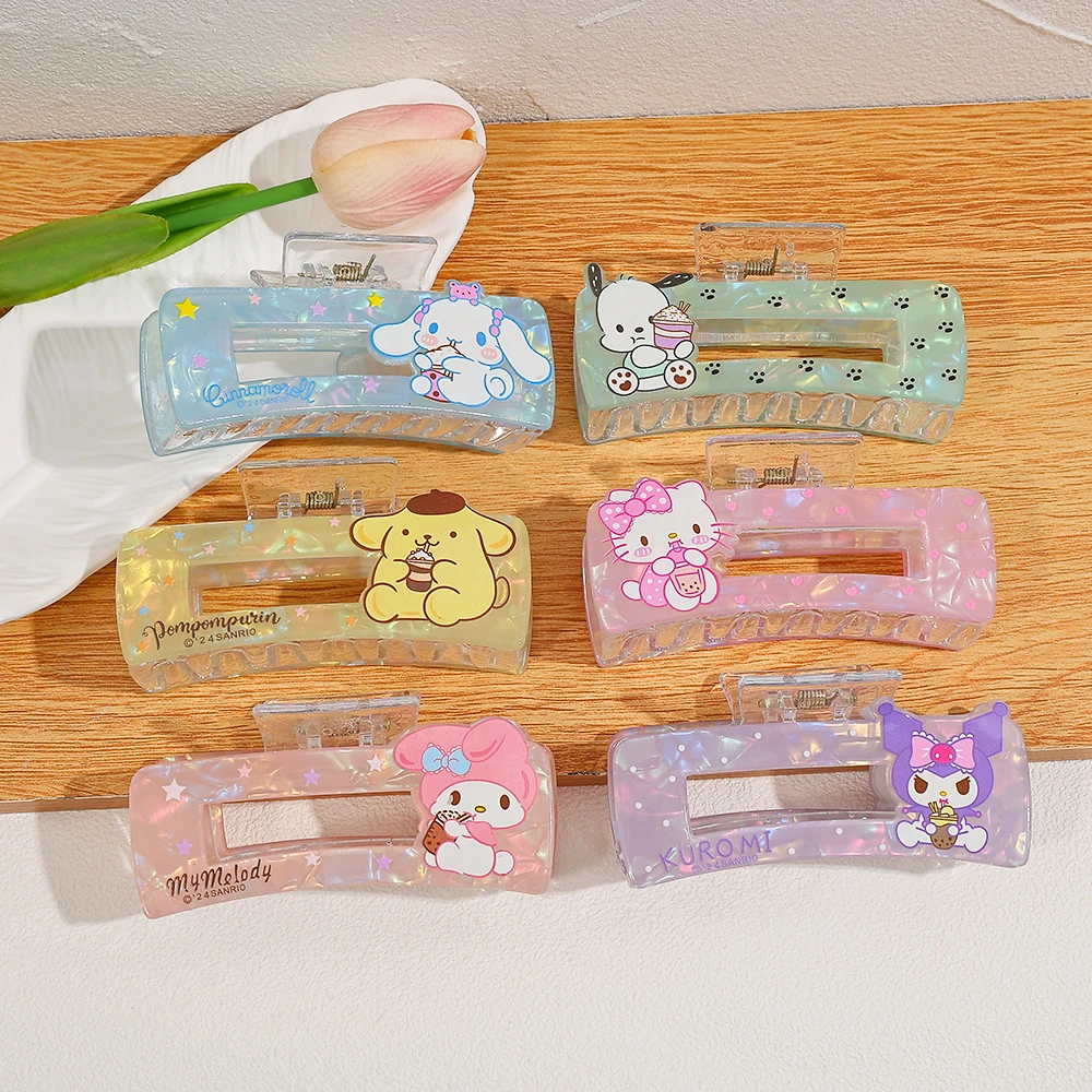 

Набор из 6 случайных акриловых заколок для волос с милыми персонажами Sanrio: Куроми, Май Мелоди, Синаморолл, Помпомпурин, Хелло Китти, Почакко