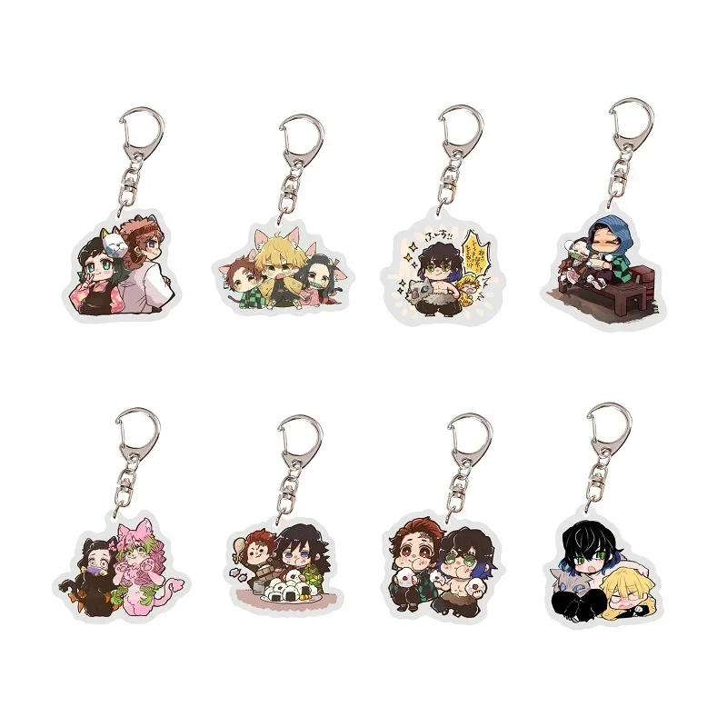 

Anime Demon Slayer Kamado Tanjirou Keychain Nezuko Tomioka Giyuu Hashibira Inosuke Acrylic Key Chain Backpack Pendant Gift