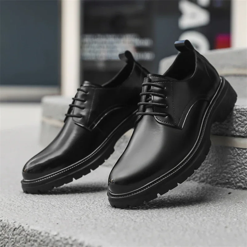 

Leather Men Shoes lace up oxfords Derby Priting Dress Suit Zapatos De Vestir Para Hombre Luxury Office Business Men Shoes