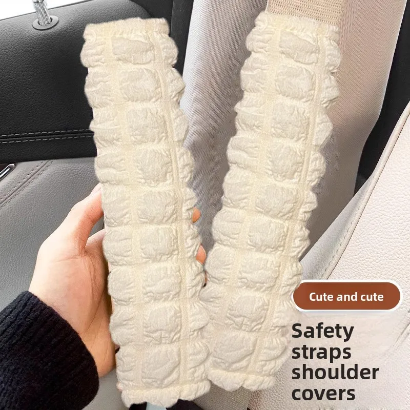 

2pcs Car Seat Belt Shoulder Pad Cover Puffg Car Cute Cartoon Protective Safety Belt Plush Protective Products For Women