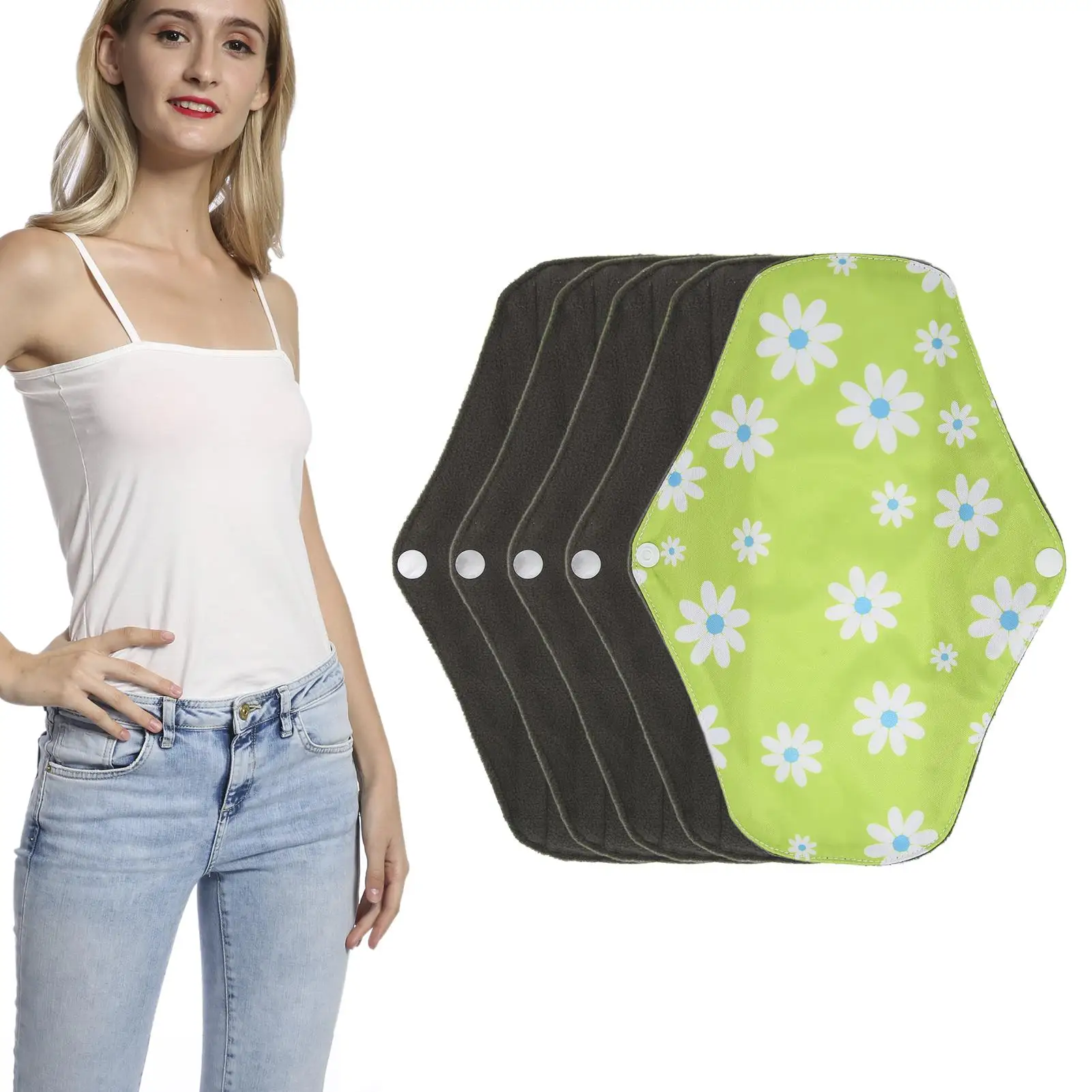 5 عبوات من فوط الحيض القابلة للغسل وإعادة الاستخدام المقاومة للتسرب من القماش النظافة الأنثوية للعناية بسلس البول للنساء #2