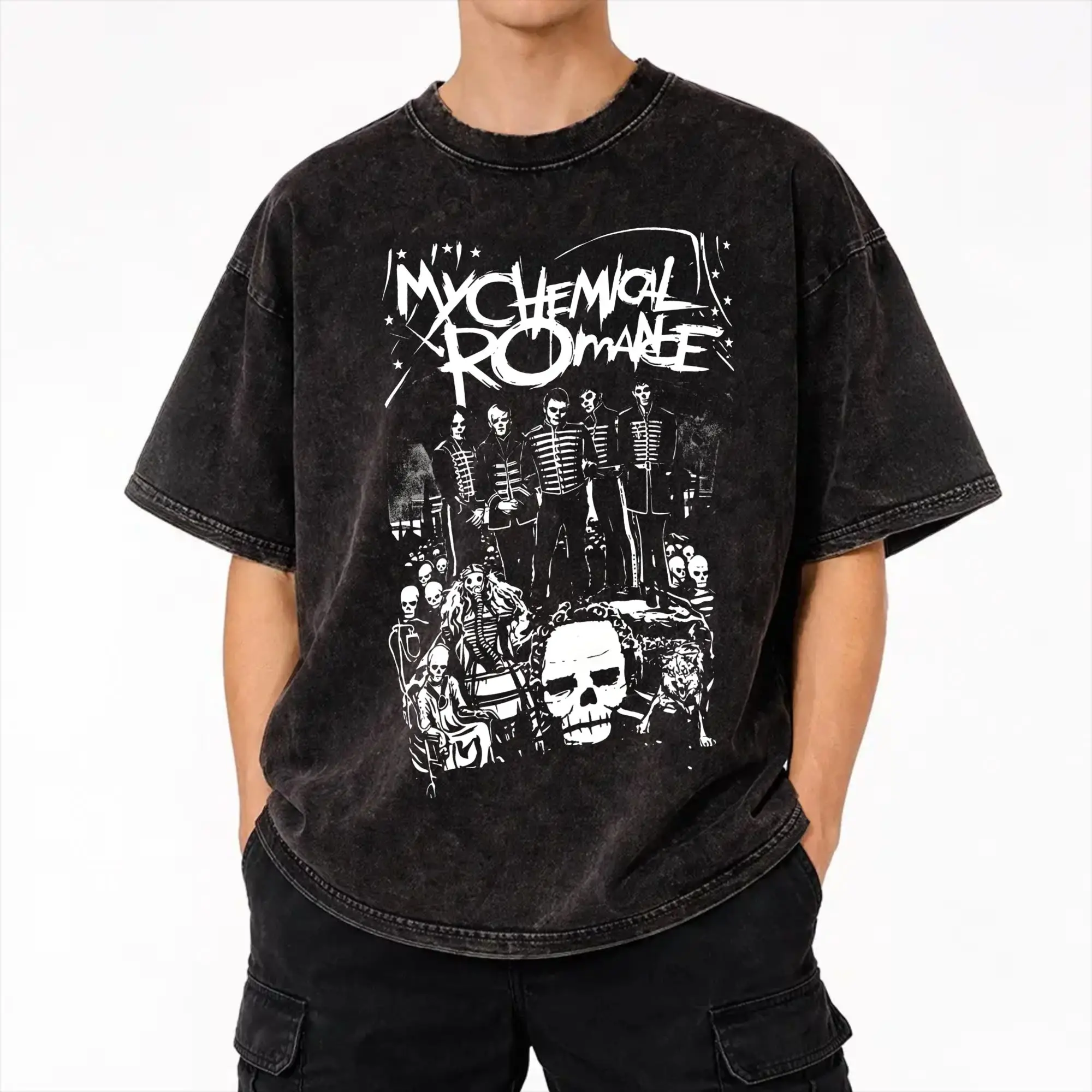 The Black Parade 2026 Music My Chemical Romance mcr Washed T Shirts Streetwear Hip Hop Vintage T-Shirts  Tee Shirt for Men Women