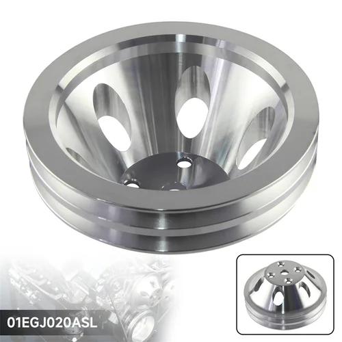 Imagen 2 del producto Ajuste para bloque pequeño Chevy bomba de agua polea bomba larga aluminio 2 ranuras LWP bloque pequeño Chevy 350 383 400