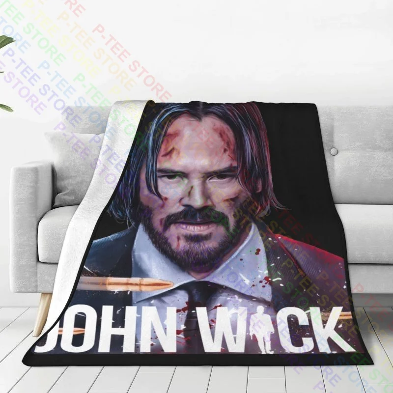 John Wick 3 Parabellum Movie 2019 Keanu Reeves Blanket Winter On Couch Anti-Pilling Faux Fur Throw Mechanical Wash